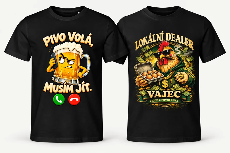 Pánské tričko Pivo volá, musím jít · Pánské tričko Lokální dealer vajec – vtipné farmářské tričko